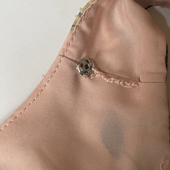 Eliza J Dress Women 18 Fits 14/16 Pink Floral Ruched Chiffon Faux Wrap Swiss Dot - Picture 11 of 15